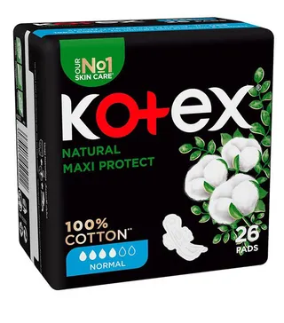 Kotex Natural Maxi Protect 100% Cotton Normal Sanitary Pads 26pcs