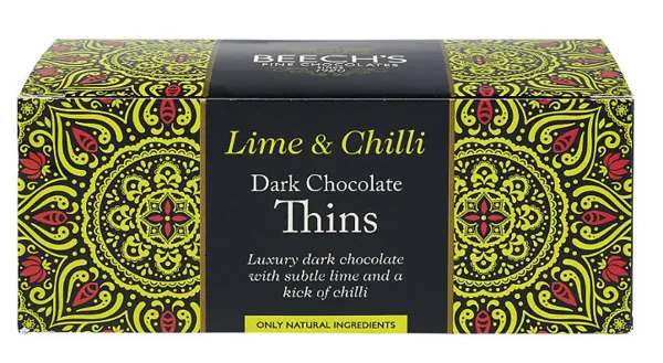 Beech's Dark Chocolate Lime & Chilli Thins 150G