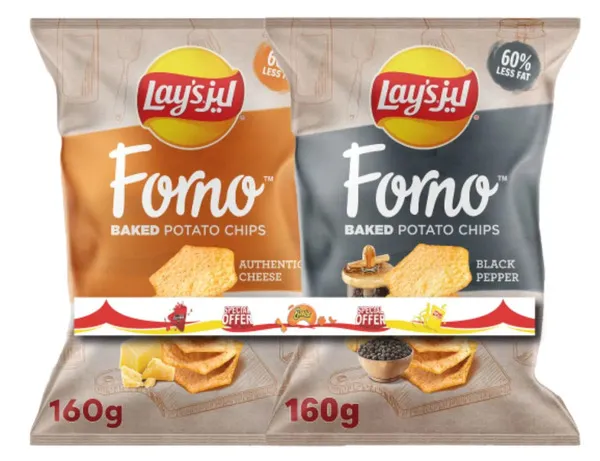 Lay's Forno Cheese Baked Potato Cheese + Black Pepper Baked Potato Chips 2X160G