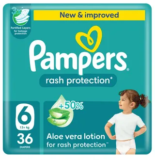 Pampers Mega Pack Size 6 Rash Protection Diapers (13+kg) 36 Diapers