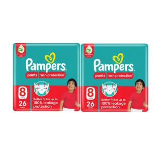 Pampers Pants Rash Protection Size 8 (19+Kg) Pants 2X26Pcs