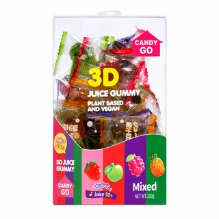 Candy Go 3D Plant Based & Vegan Mixed Fruits Juice Gummy 100G