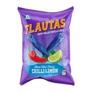 Flautas Crispy Blue Hot Fiery Chilli Limon Rolled Tortilla Chips 28G