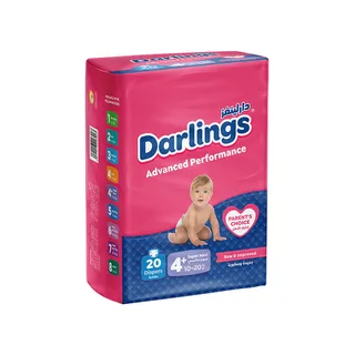 Darlings Family Size 4+ Super Maxi Diapers (10-20kg), 20 Pieces
