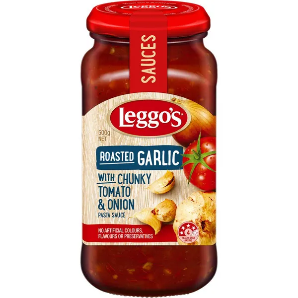 Leggo's Roasted Garlic Chunky Tomato & Onion Pasta Sauce 500G