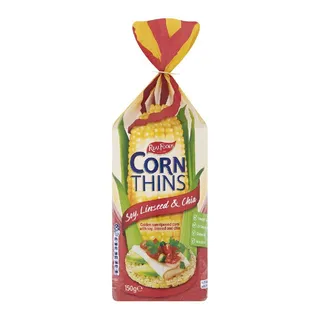 Real Foods Soy Linseed & Chia Corn Thins 150G
