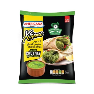 Americana Xtreme Frozen Green Chutney Chicken Strips 700G