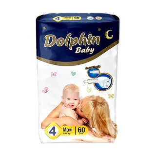 Dolphin Baby Size 4 Maxi Diapers (7-18Kg) 60Pcs