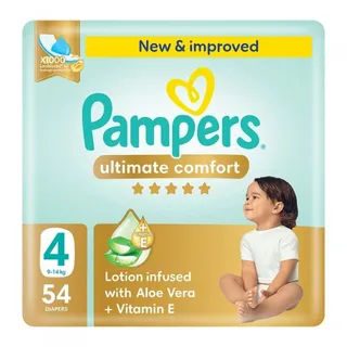 Pampers Ultimate Comfort Taped Baby Diapers, Size 4, 9-14kg, 54 Pieces