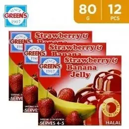 Green's Jelly Powder Strawberry & Banana 85gx12 Pieces