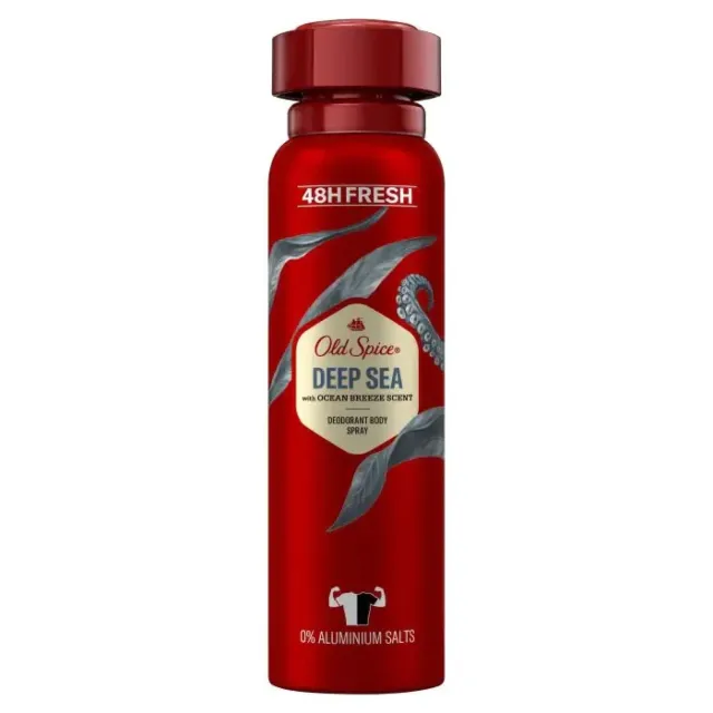 Old Spice Deodorant Body Spray Deep Sea with Ocean Breeze Scent 0% Aluminium Salts 150ml