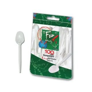 Fun Everyday Disposable Plastic Teaspoon 5 Inch White 100 Pcs