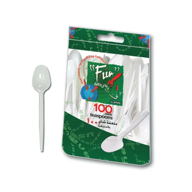 Fun Everyday Disposable Plastic Teaspoon 5 Inch White 100 Pcs