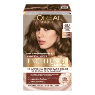 Loreal Excellence Cream Hair Colour Universal Nudes Darkest Brown 6U