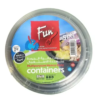 Fun Round Multipurpose Containers with Lids 32oz 5 Pieces