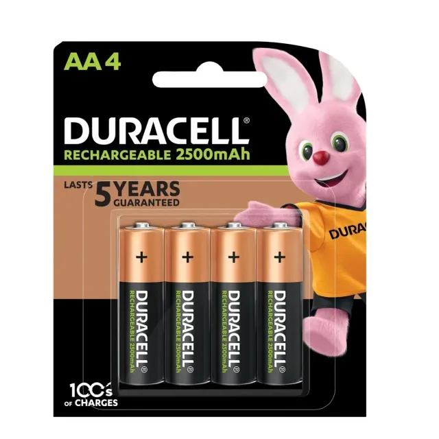 Duracell AA 2500mAh Rechargeable Batteries 4 Pcs