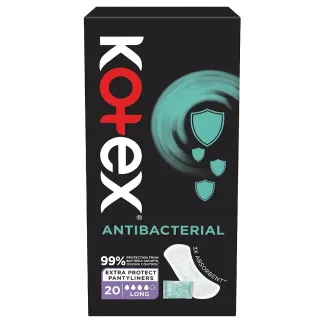 Kotex Antibacterial Long Pantyliners Extra Protect 20 Pieces