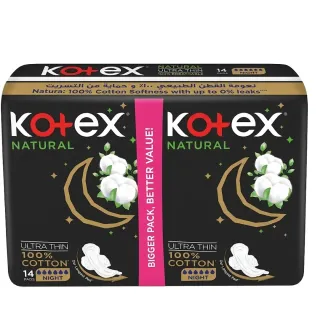 Kotex Natural Ultra Thin with Wings Pads Night 14 Pieces