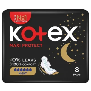 Kotex Maxi Protect Sanitary Pads with Wings Night 8 Pieces