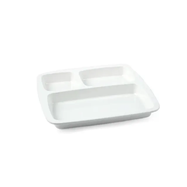 Vague Melamine Square 3 Compartment Divided Platter 25X3cm