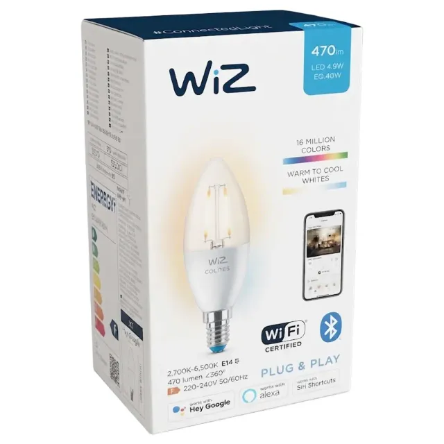 WIZ Smart Lighting 4.9W White C37 E14
