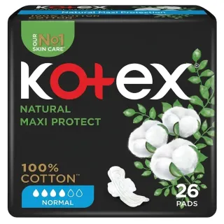 Kotex Natural Sanitary Pads with Wings Maxi Protect 26 Pieces