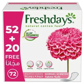 Freshdays Natural Cotton Feel Normal Pantyliners Scented 72 Pieces