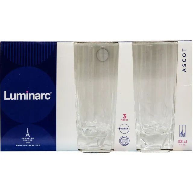 Luminarc Tumbler Ascot High Ball Glass Set 1561 3 Pieces