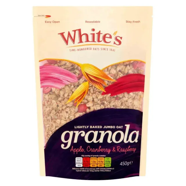 Whites Granola Apple Cranberry Raspberry 450G
