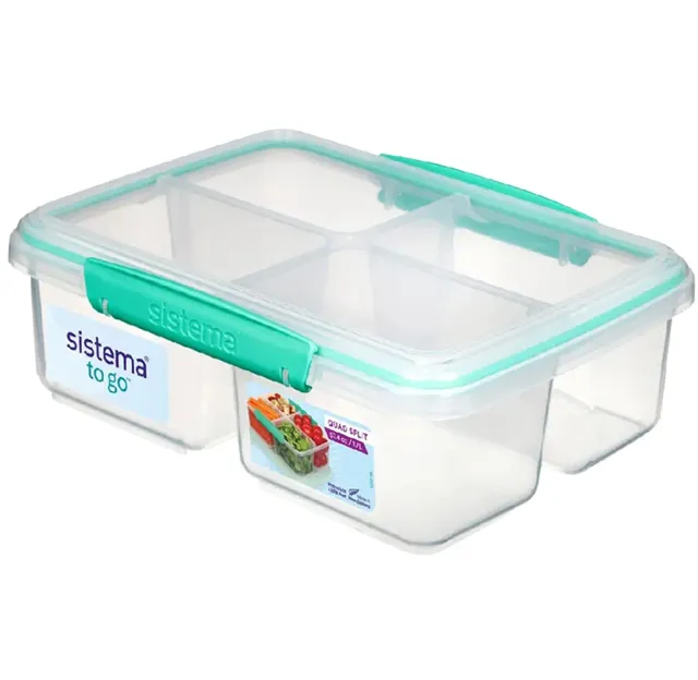 Sistema Quad Split To Go 4 Compartments Box 1740 Assorted Color 1.7L
