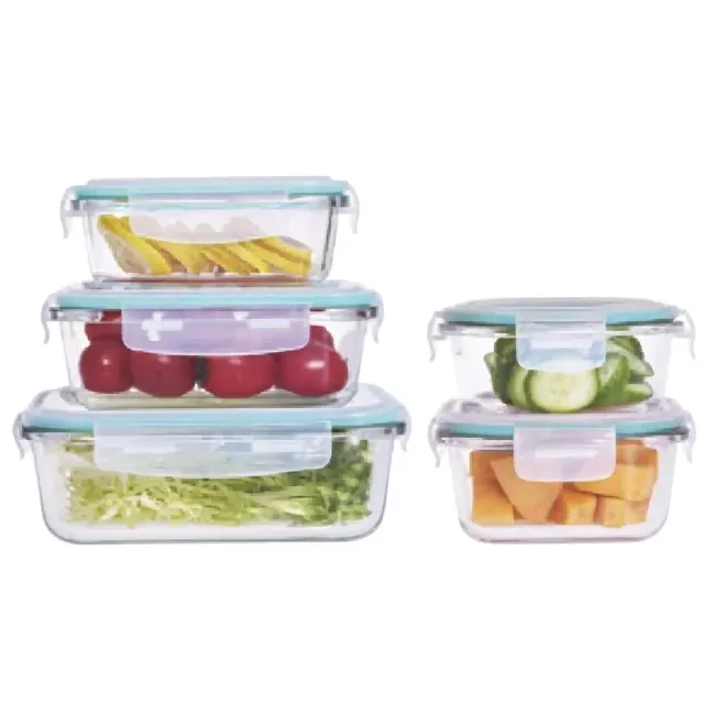 Click Lock Glass Food Container Set Assorted 10 Pieces