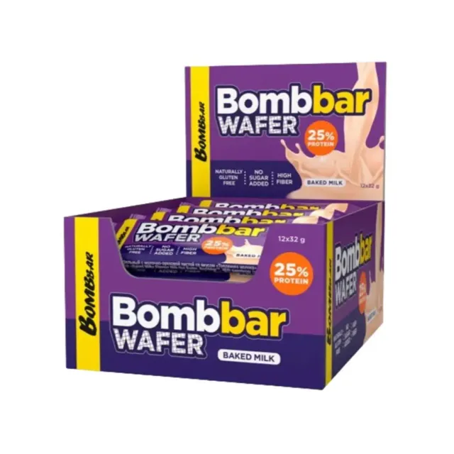 Bombbar High Protein Wafer Baked Milk Flavor 32g Pack of 12