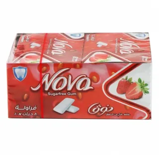 نوفا علكة خالية من السكر بالفراولة 8 قطع × 10 بثور 112 جم