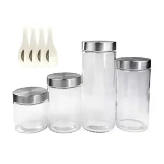 HARMONY TT Glass CANISTER 4PCS+SPOON 4PCS