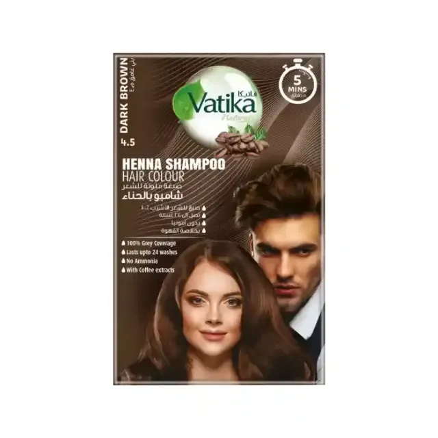 Vatika Henna Shampoo Dark Brown Hair Color 4.5 20ml