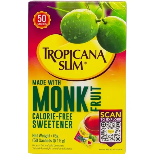 Tropicana Slim Calorie Free Sweetener Monk Fruit 1.5gx50 Sachets