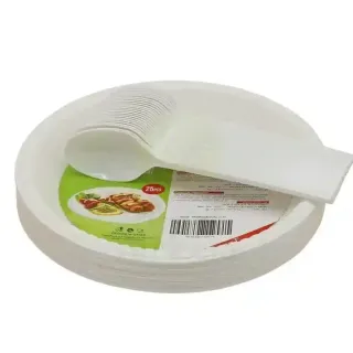 Food Pack Plastic Plate 7 +Spoon 25P X2