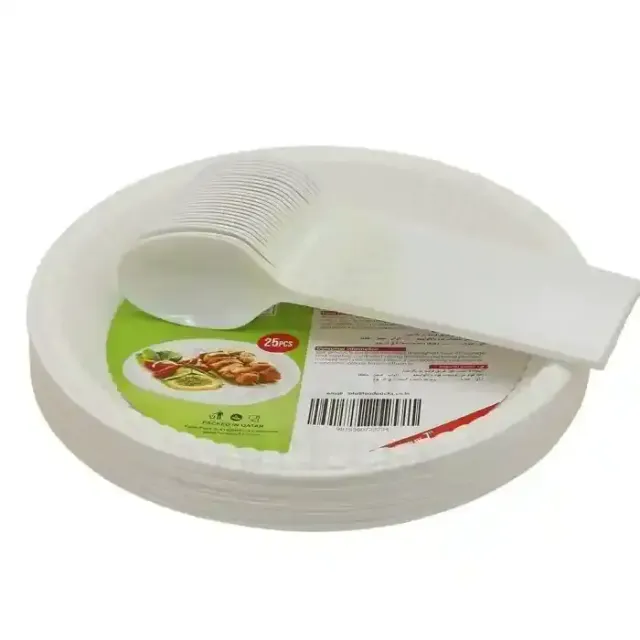 Food Pack Plastic Plate 7 +Spoon 25P X2