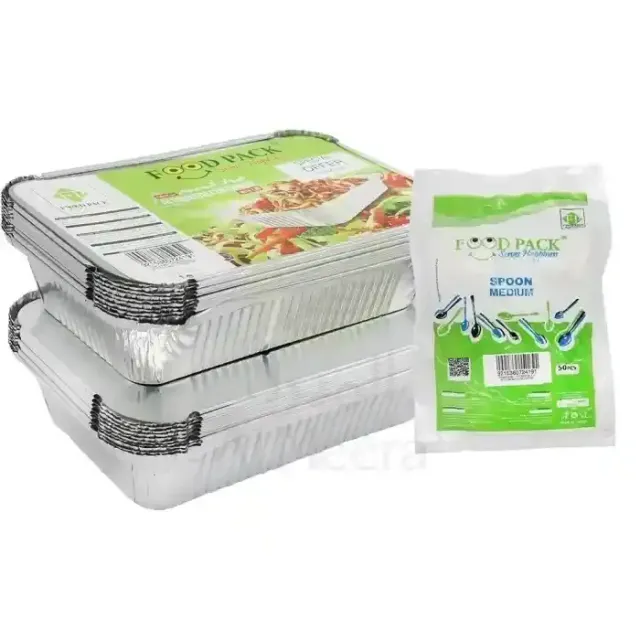Food Pack Aluminium Cont 10Pcs X 2Set + Spoon