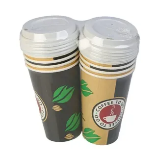 Qpac Hot Paper Cup with Lids 12 oz 10 pcs