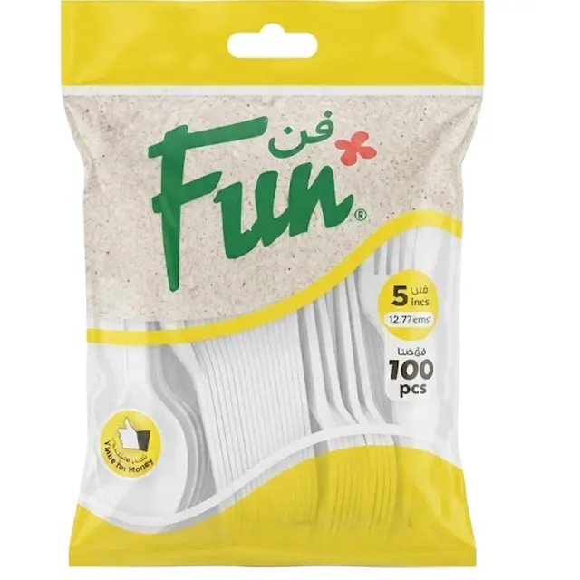 Fun Everyday Disposable Plastic Teaspoon 5 Inch White 100 Pieces