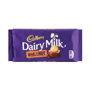 Cadbury Dairy Milk Whole Nut Chocolate Tablet, 180g