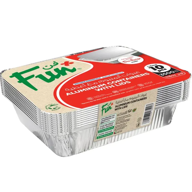 Fun Aluminum Containers With Lids 3500cc 10 Pieces