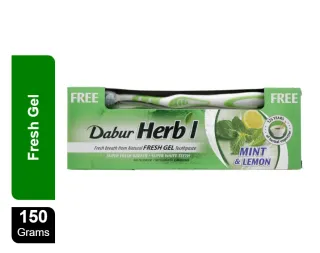 Dabur Herbal Mint & Lemon Gel Toothpaste 150g+Toothbrush Free
