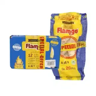 Flamingo Fire Lighter Set: 12 Cubes + 20 Natural Wood Wool