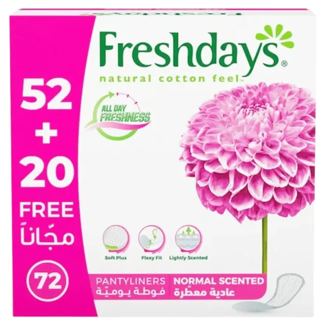 Freshdays Natural Cotton Feel Normal Scented Daily Pantyliners 72 Pads Mega Pack