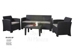 FANAR INJ PLASTIC SOFA -DARK GREY+RED