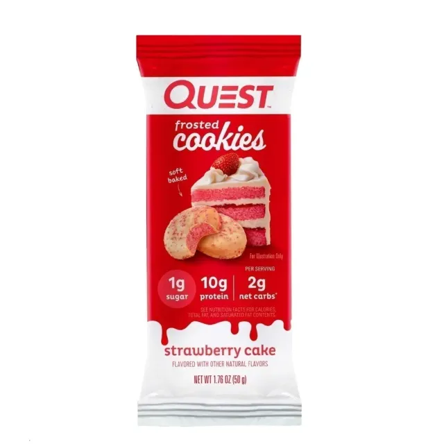 QUEST STRWBRY CAKE FRSTD PROT COOKIE 50G