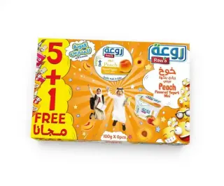 روعة زبادي خوخ 100 غرام 5+1