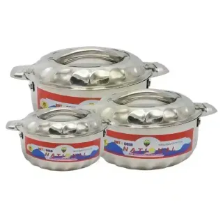 National Stainless Steel Hotpot Set, 1L+1.5L+2.5L, 3 pieces